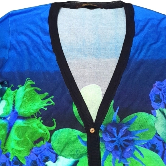 Roberto Cavalli 100% Silk Degrade Floral Sweater Cardigan - Picture 7 of 8